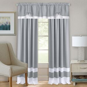 Darcy Grey Solid Contemporary Window Curtain Panel: 52" x 84", Rod Pocket Panel